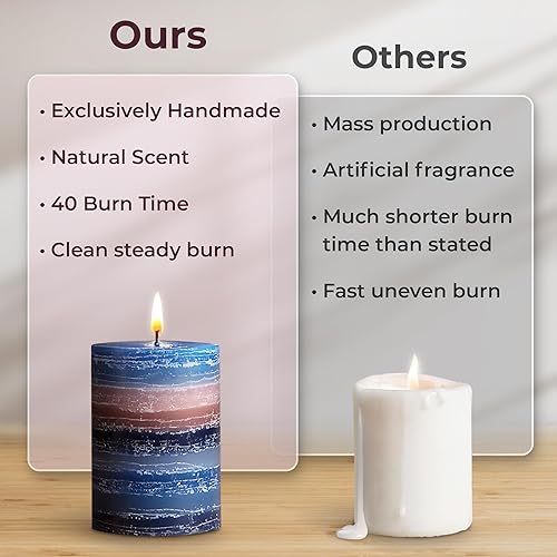 Miniatura 8 de CraftyCrocodile Vela perfumada decorativa de pilar – Velas de color azul marino hechas a mano con mecha de algodón, sin humo para spa, aromaterapia,