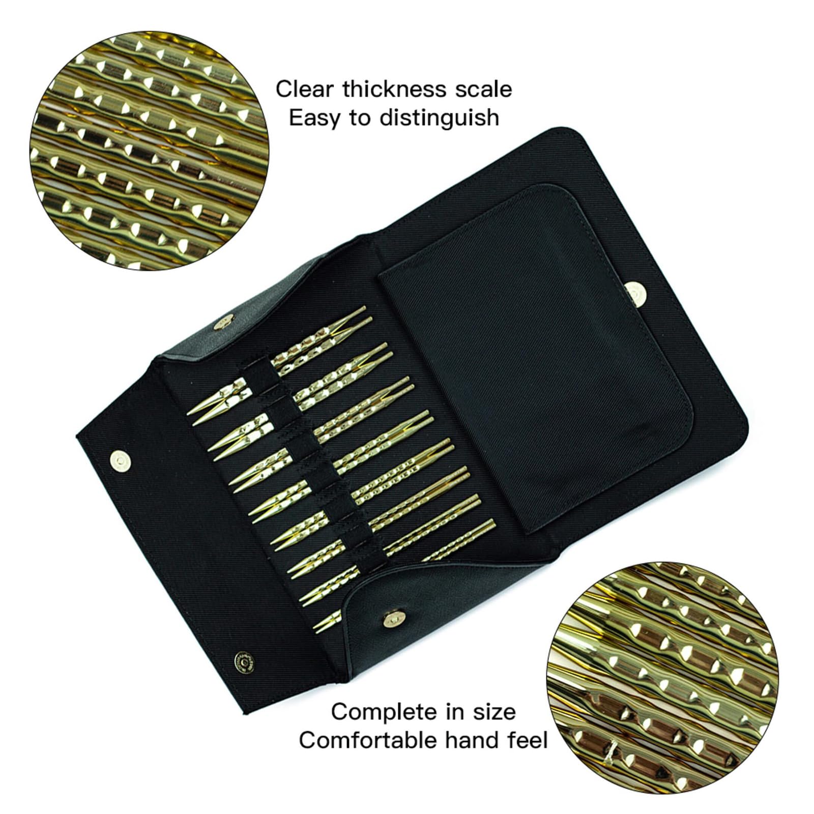 8 Pares de Agujas de Tejer Circulares Intercambiables de Acero Inoxidable con Estuche Agarre Ergonómico para Tejido de Ganchillo Tornillos de Coser con Forma de Fluctuación de 3, 5 MM-8, 0 MM