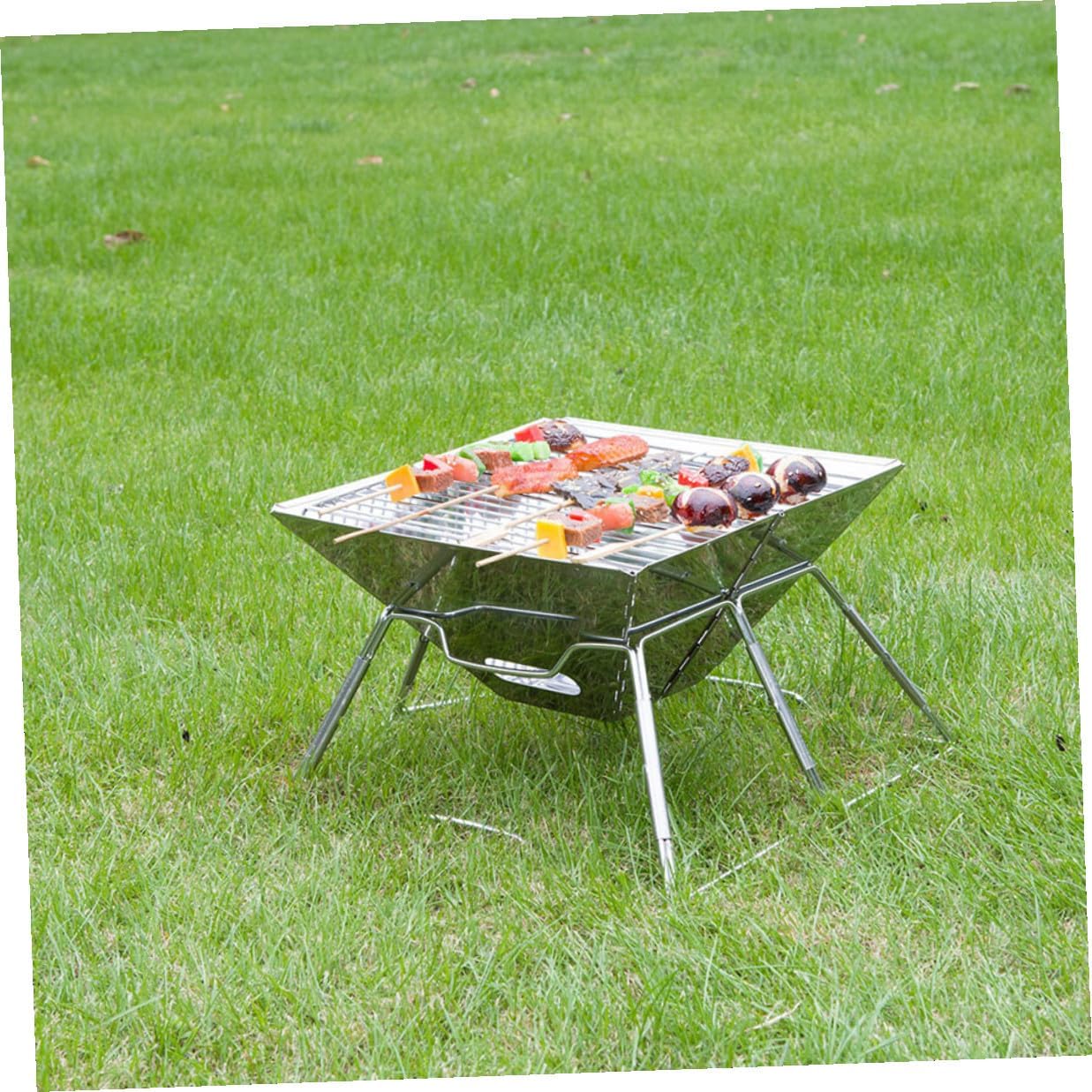 Uonlytech Portable Folding Camping Grill, Wear-resistant Professional Barbecue Rack with Carrying Handle, Outdoor Bbq Grill for Hiking and Tailgate Cooking