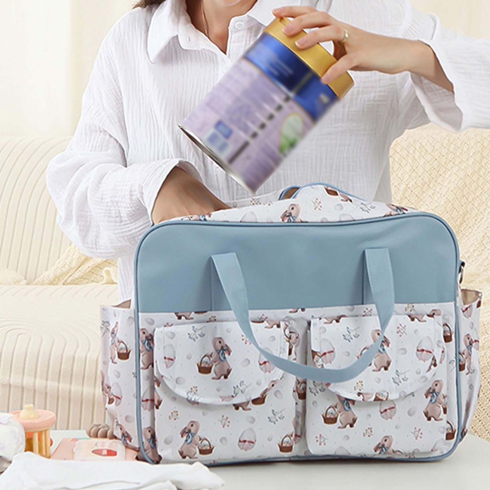 Borsa per pannolini da viaggio essenziale per mamme moderne Pannolino a tenuta stagna con cinghie per carrozzine Borsa multifunzione per mamma di grande capacità
