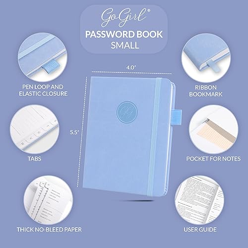 Miniatura 2 de GoGirl Libro de contraseñas con pestañas alfabéticas - Libro de registro de direcciones de Internet y contraseñas para organización de contraseñas.