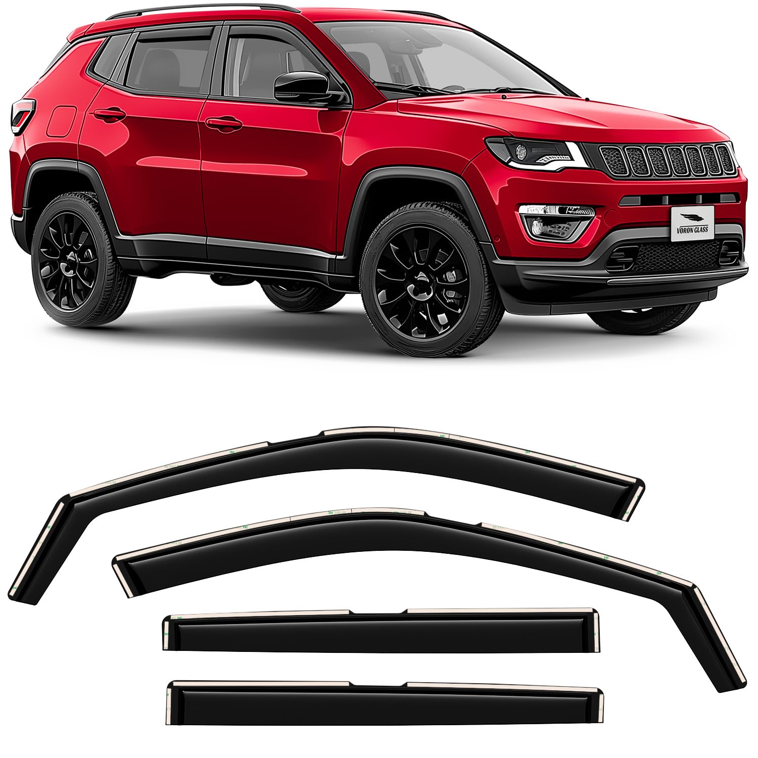 Voron Glass Deflettori Compatibile con Jeep Compass 16-26 - Incasso 4Pz
