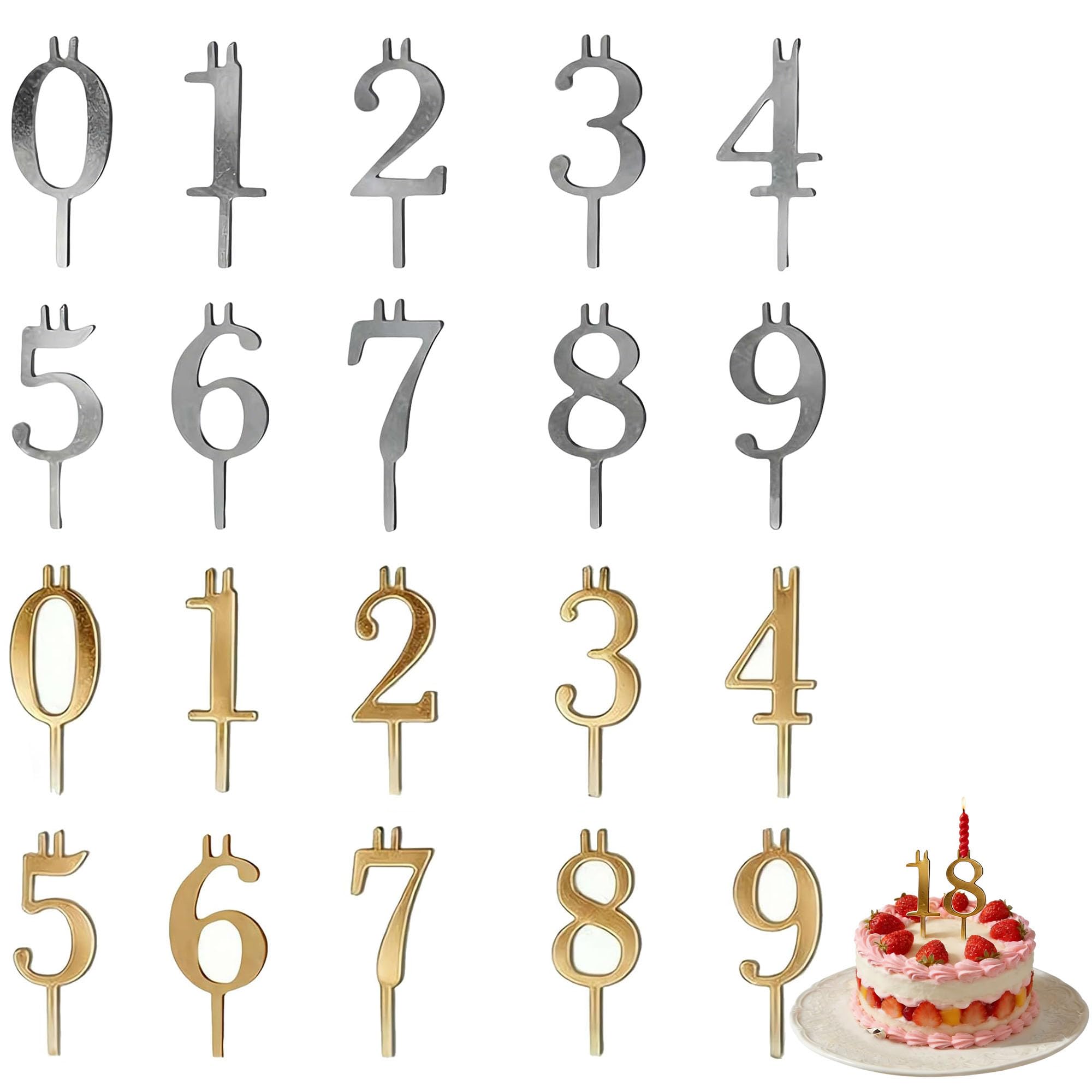 Lot de bougies réutilisables en forme de chiffre pour gâteau d'anniversaire, avec bougeoirs numériques pour fêtes, anniversaires, mariages et autres occasions spéciales (mixtes)