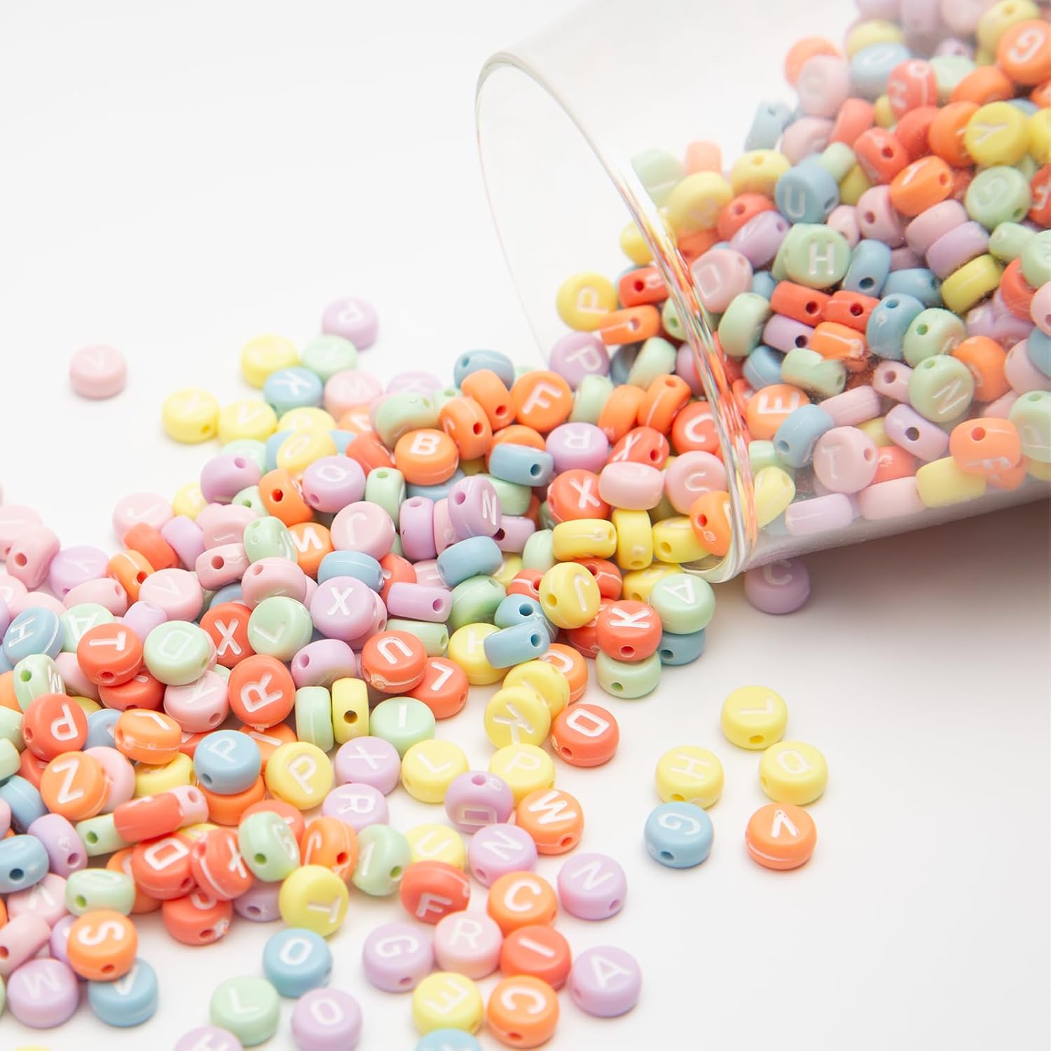 1000pcs Colorful Letter Beads, 4x7mm Acrylic Alphabet Beads A-Z Round Letter Beads for Friendship Bracelets Necklaces DIY Crafts Gifts Jewelry Making (Colorful) - Image 5