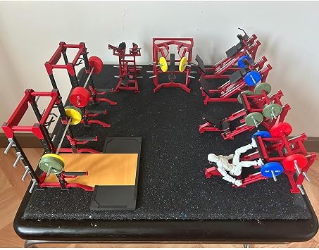 1/12 Scale Mini Gym Equipment Set, Desktop Display Gift Model (Type 1)
