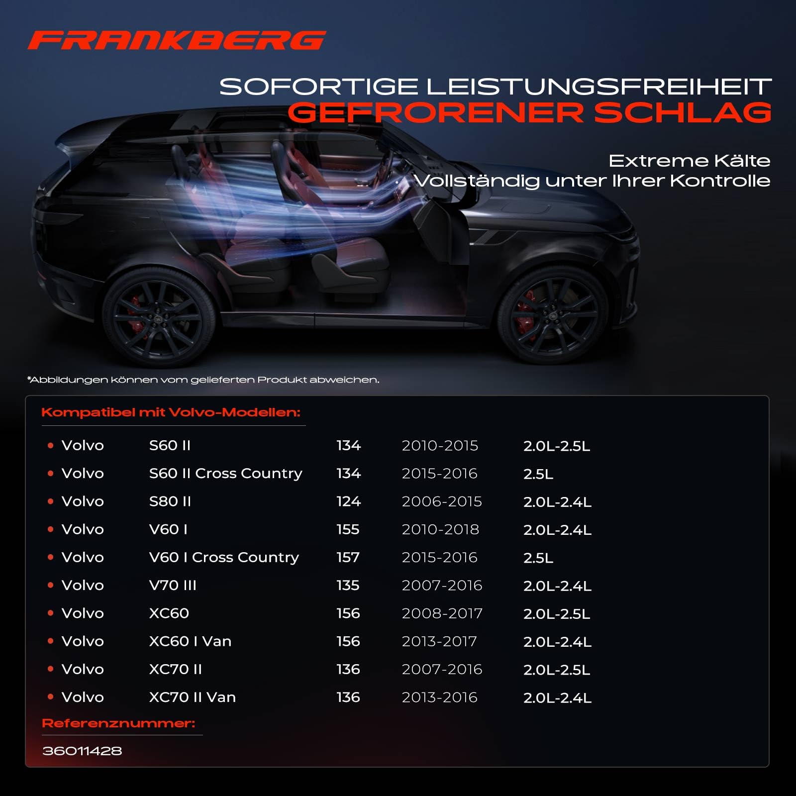 Frankberg Klimaanlagen Kompressor mit Kupplung Kompatibel mit XC60 156 XC60 I Van 156 V70 III 135 V60 I 155 XC70 II 136 XC70 II Van 136 S60 II 134 S80 II 124, inkl. Öl vorbereift