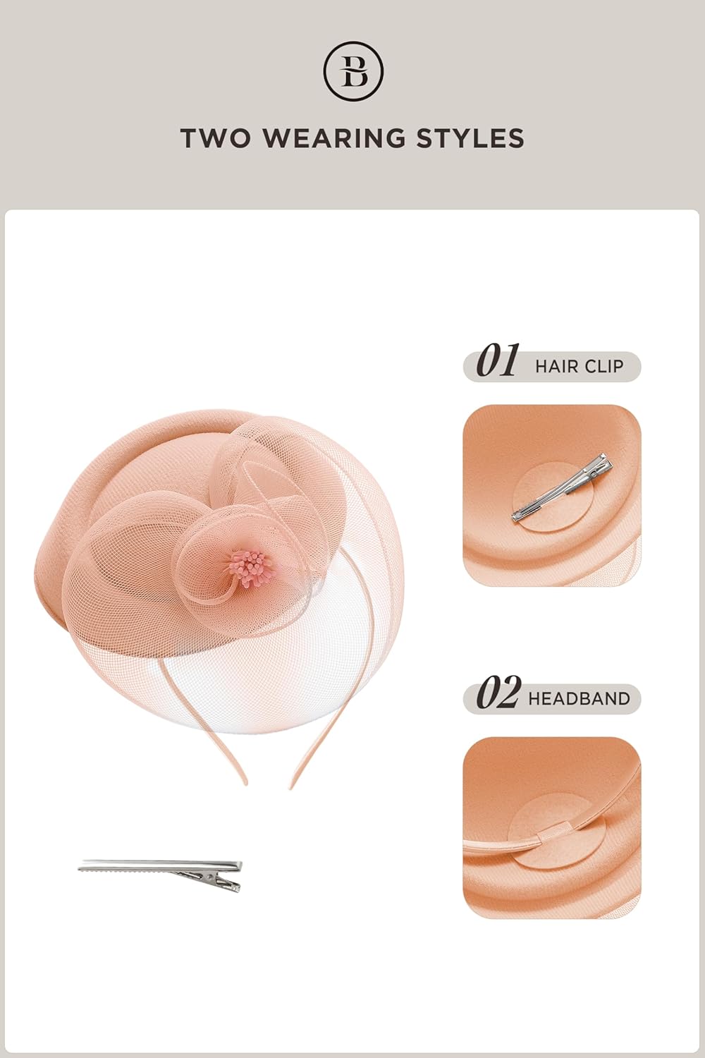 BABEYOND Fascinators Hats for Women - Tea Party Hat Kentucky Fascinator Derby Flower Mesh Pillbox Hat for Bridal Wedding - Image 6