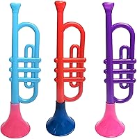 Vista 2 de Trompetas de plástico coloridas (13 pulgadas), juguetes musicales ruidosos para niños, instrumentos para fiestas y eventos, regalos geniales