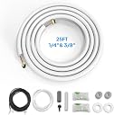 ROVSUN 25 Ft Mini Split Line Set, 1/4" & 3/8" O.D. Flared Copper Tubing Pipes & 3/8" Thickened PE Insulated Coil with Nuts & Installation Kit for Mini Split Air Conditioner & Heat Pump System