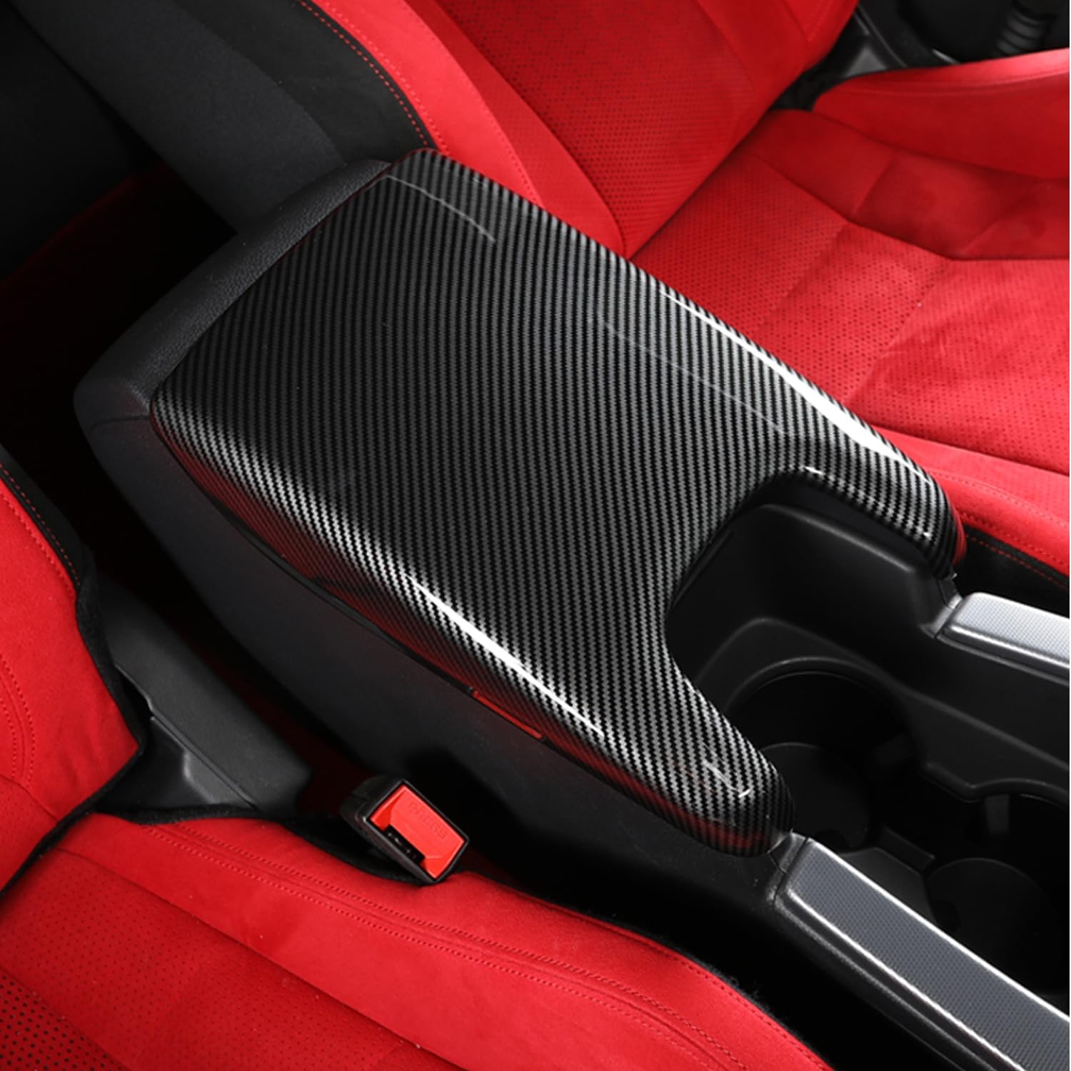 L2R for Honda Civic 11 Gen (2022-2025) Center Console Armrest Box Lid Cover Car Interior Accessories ABS 1 PC Fit for Manual Transmission (Carbon Fiber Style)