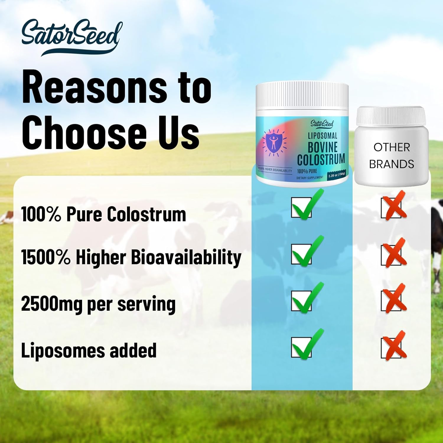 Liposomal Bovine Colostrum Powder Supplement 100% Pure Colostrum, 1500% Higher Bioavailability for Immune and Gut Health (60 Servings) - Image 6