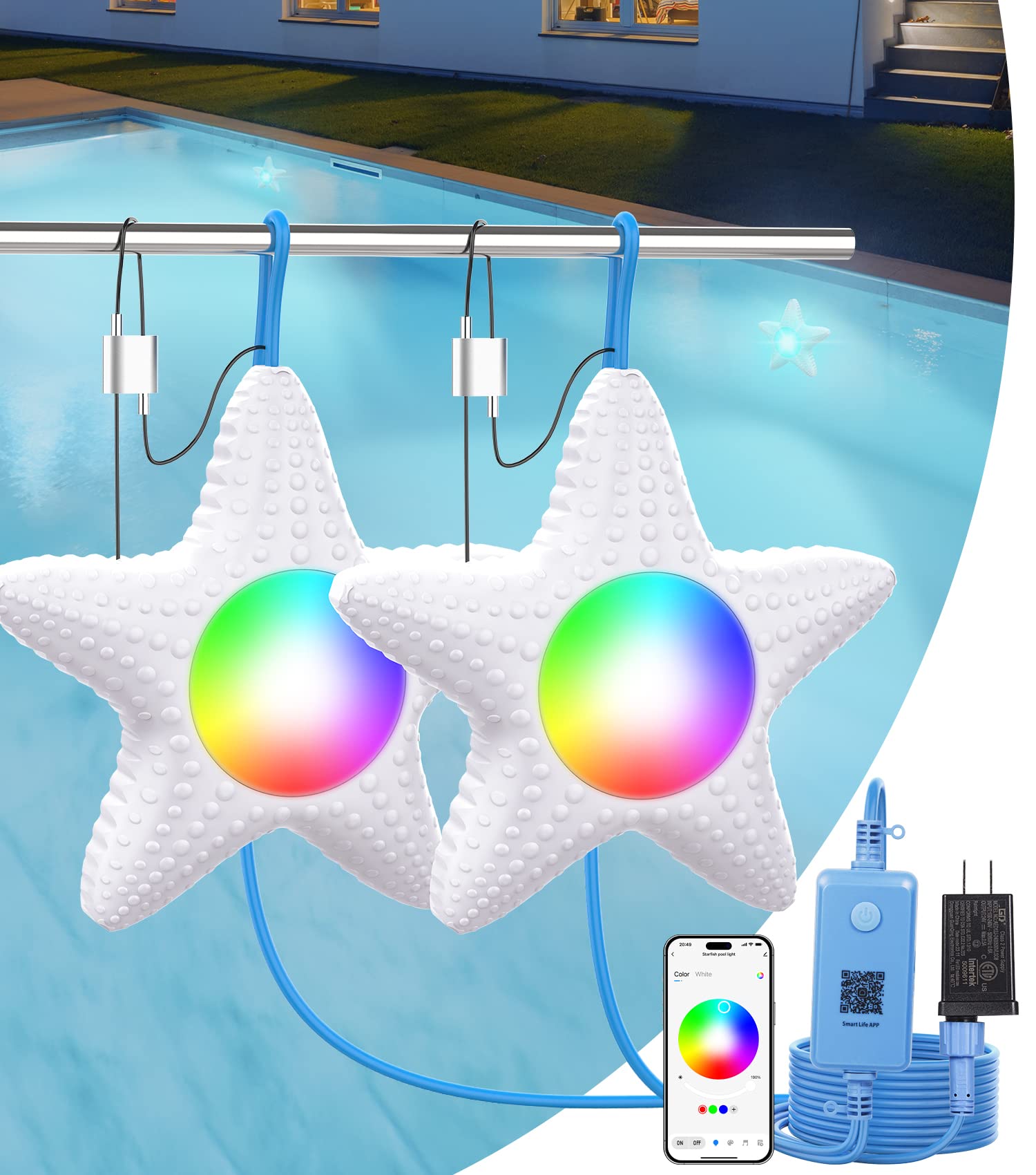 Photo 1 of Doosela Pool Lights for Above Ground Pools Waterproof,Underwater Led Pool Light with APP Control for Inground Pools,20W RGB Magic Color Dimmable Submersible Pool Lighting