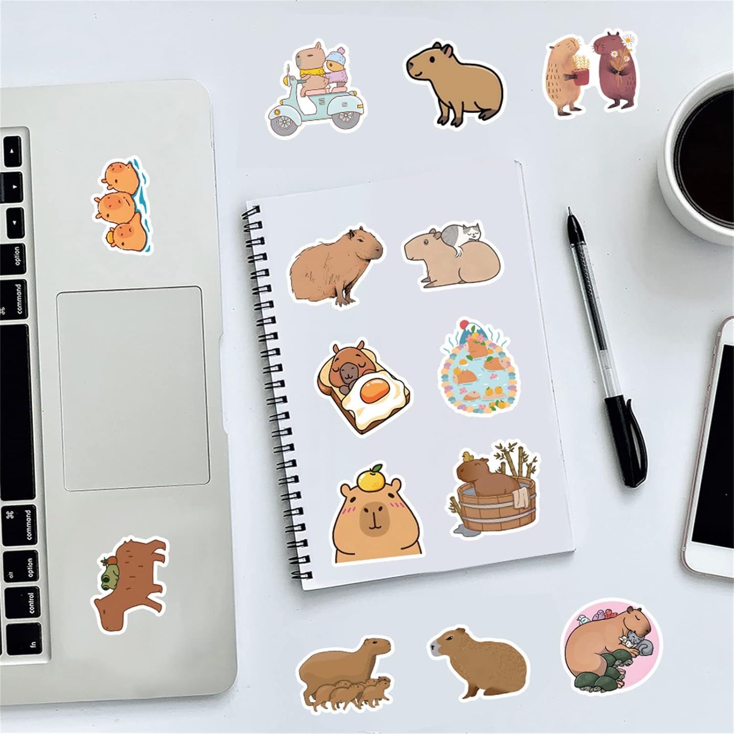Funny Capybara Cute Animal Stickers Pack 50PCS, Asverbet Capybara Gifts for Kids Teens Vinyl Waterproof Kawaii Stickers for Water Bottles Laptop Scrapbook