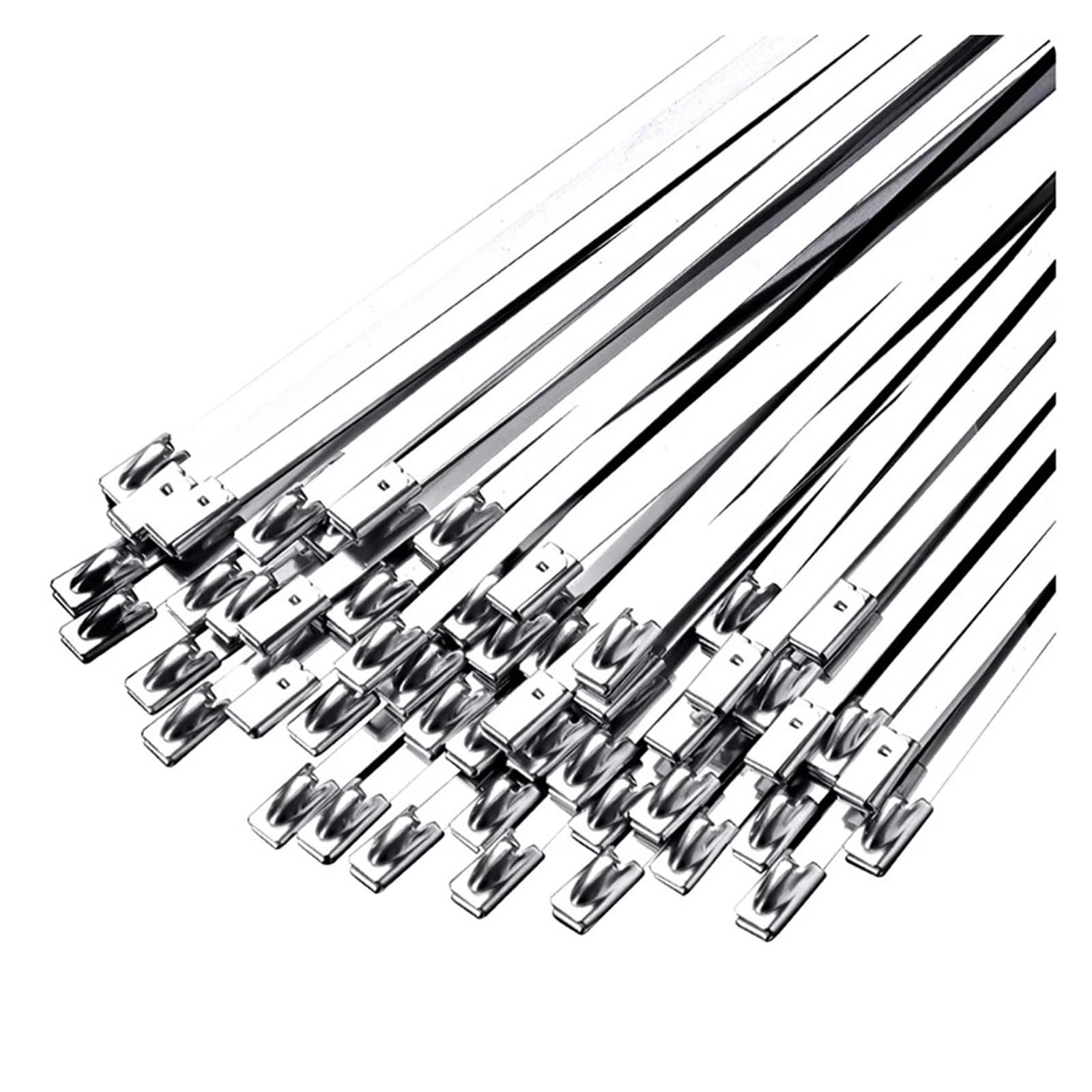 Ygmnqal One Color 7.9Mm 304 Stainless Steel Cable Ties, Heavy Duty Self-Locking Metal Zip -For Outdoor Tray Wiring(7.9X350mm)