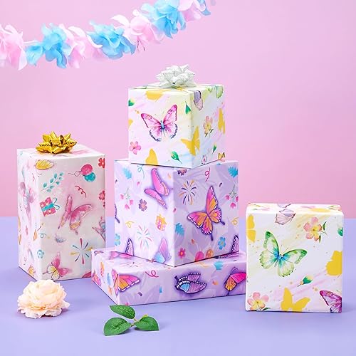 Vista 233 de WERNNSAI Rollos de papel de regalo de dinosaurios, 3 rollos de papel de regalo de dinosaurio rosa de 17 x 120 pulgadas, para bebés, niñas, Pink