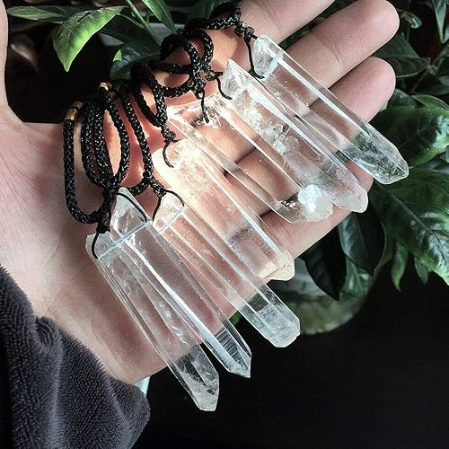 Miniatura 2 de Wixine Collar con colgante de péndulo de cristal de cuarzo transparente natural, 2 piezas, piedras preciosas de chakras curación, Piedra