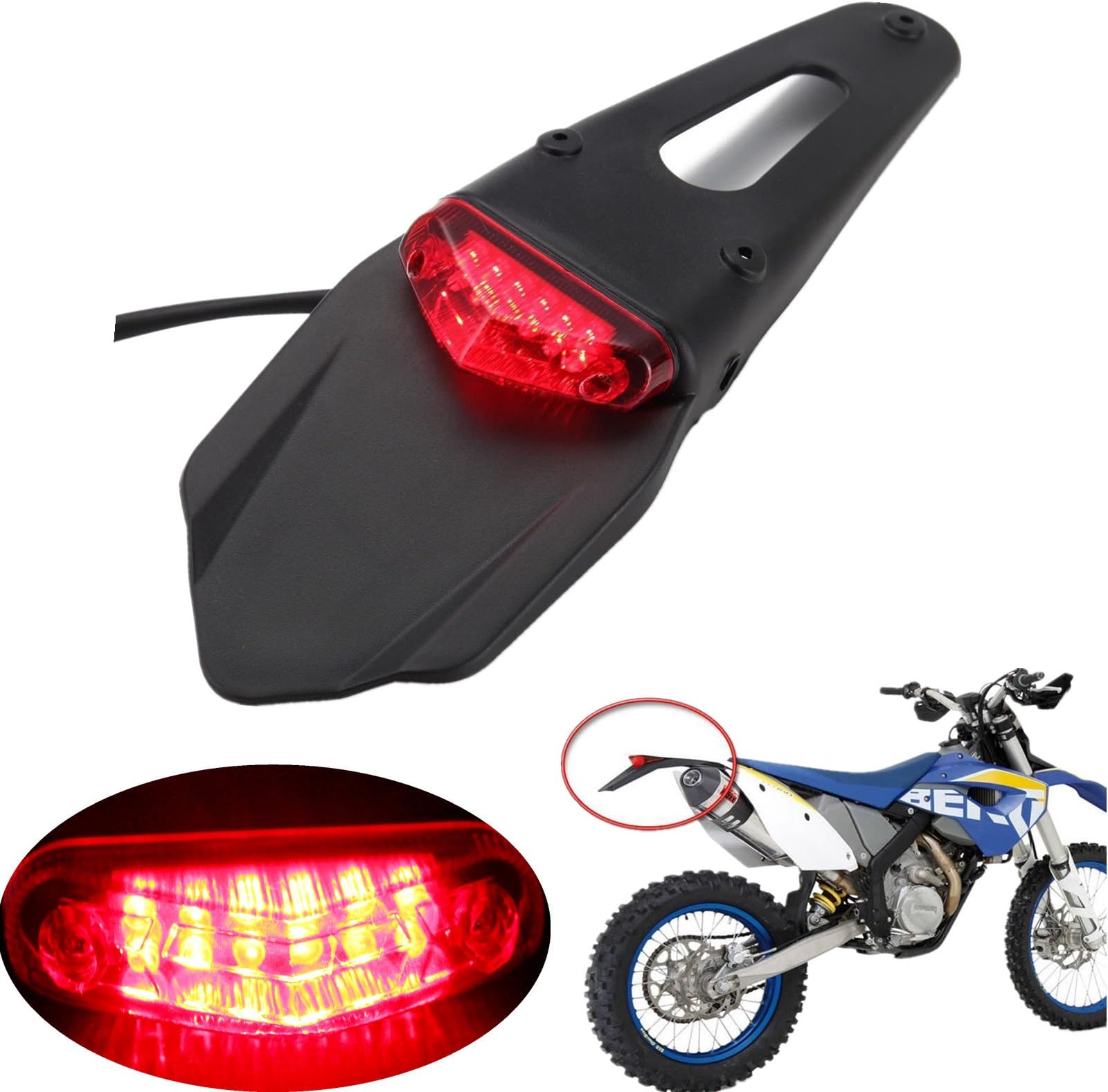 Rear Fender LED Brake Tail Light Lamp W/ Bracket for Off-road Motorcycle Motocross Dirt Bike Custom Motorbike