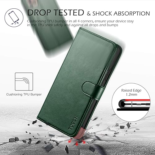 Miniatura 7 de TUCCH Funda tipo cartera para iPhone 11 Pro Max, ranura magnética para tarjetas con bloqueo de radiofrecuencia automática y bloqueo RFID, funda de