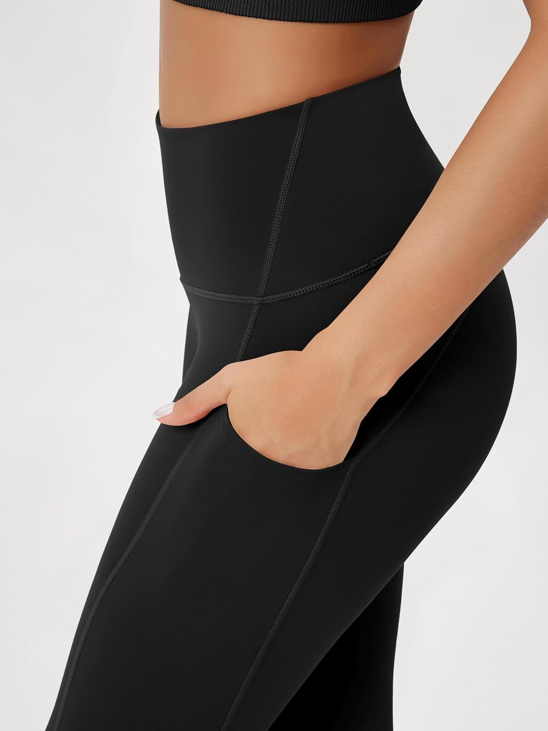 ODODOS High Waist Workout Capris with Pockets for Women, 14" / 19" Tummy Control Yoga Capri Leggings - Image 5