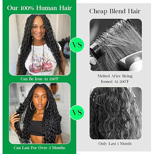 Miniatura 6 de Extensiones de cabello humano ondulado profundo, sin trama, para trenzar, cabello humano virgen sin procesar, para trenzar 24 pulgadas (3.53 oz 2