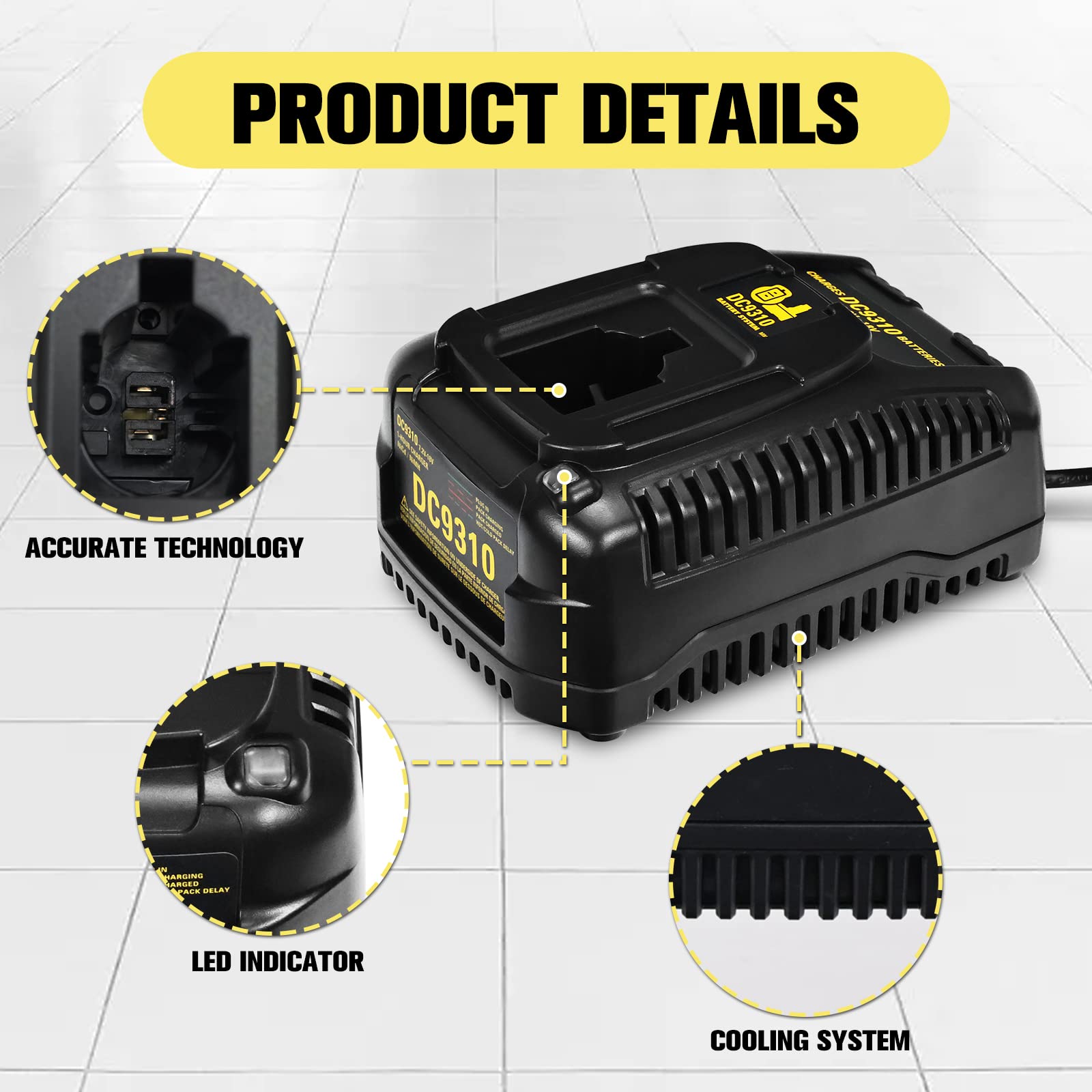Rápido Cargador de Batería para Dewalt DC9310 Cargador 7.2V-18V NI-CD NI-MH DW9057 DC9071 DC9091 DC9096 Batería