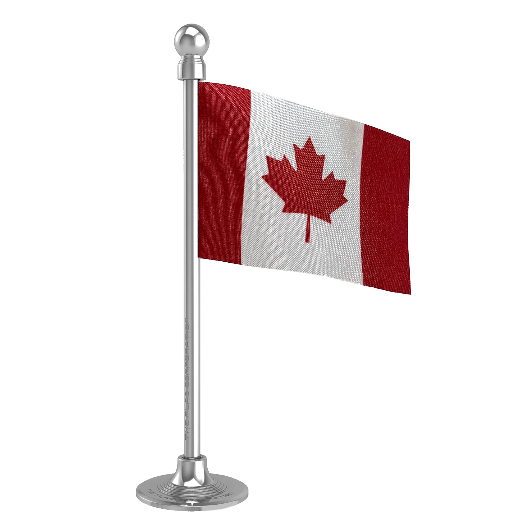 The Flag Corporation Canada Car Dashboard Flag 2in x 3in with a Plastic Liquid Chrome Base