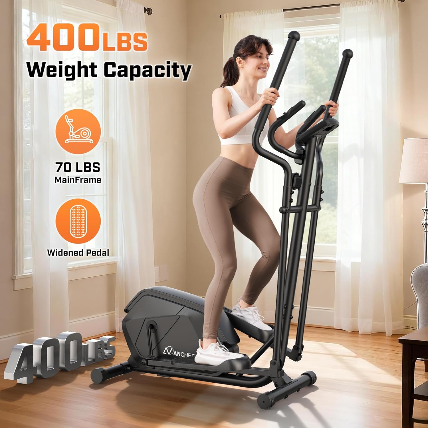 ANCHEER Elliptical Machine with 400LBS weight capacity