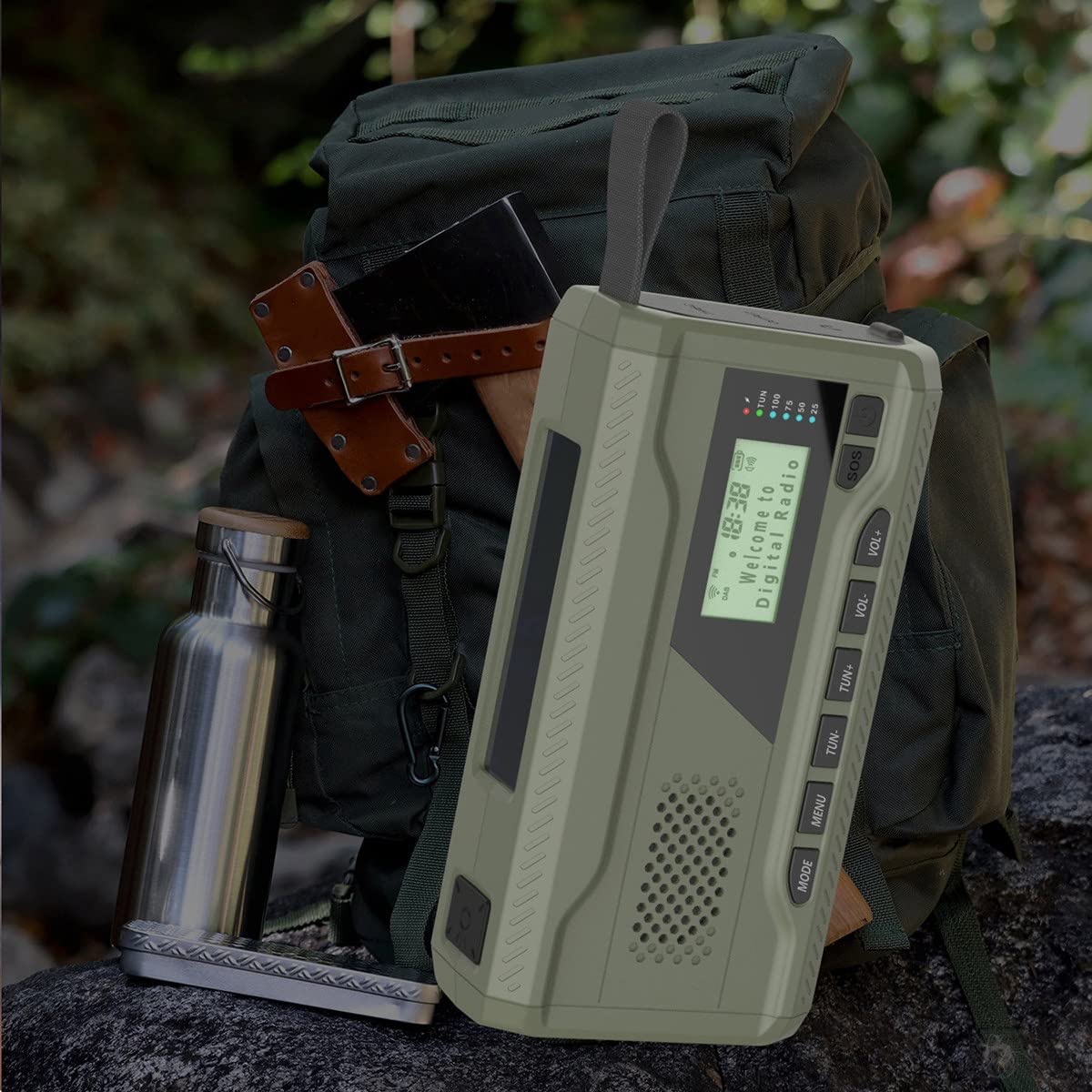 Radio/FM con Bluetooth Radio de Emergencia BateríA Incorporada de 4500Mah Receptor de Radio con Manivela Solar PortáTil Radio para Exteriores