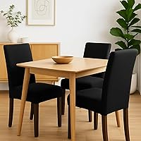 Vista 7 de Juego de 4 fundas para sillas de comedor y cocina, fundas para sillas de comedor, color negro
