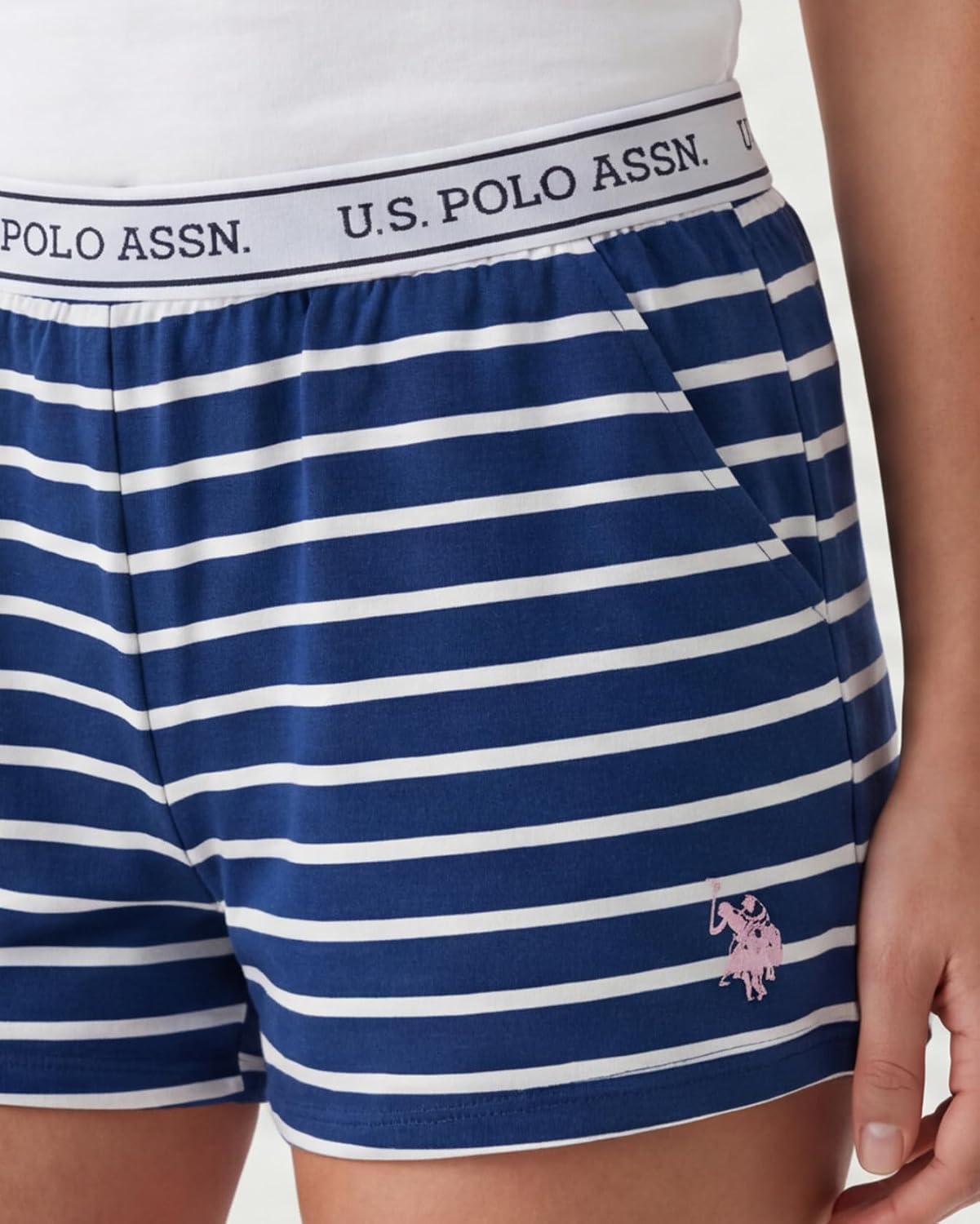 U.S. POLO ASSN. Womens Pajama Shorts with Pockets, Elastic Waist Sleep Shorts for Women, Lounge Short