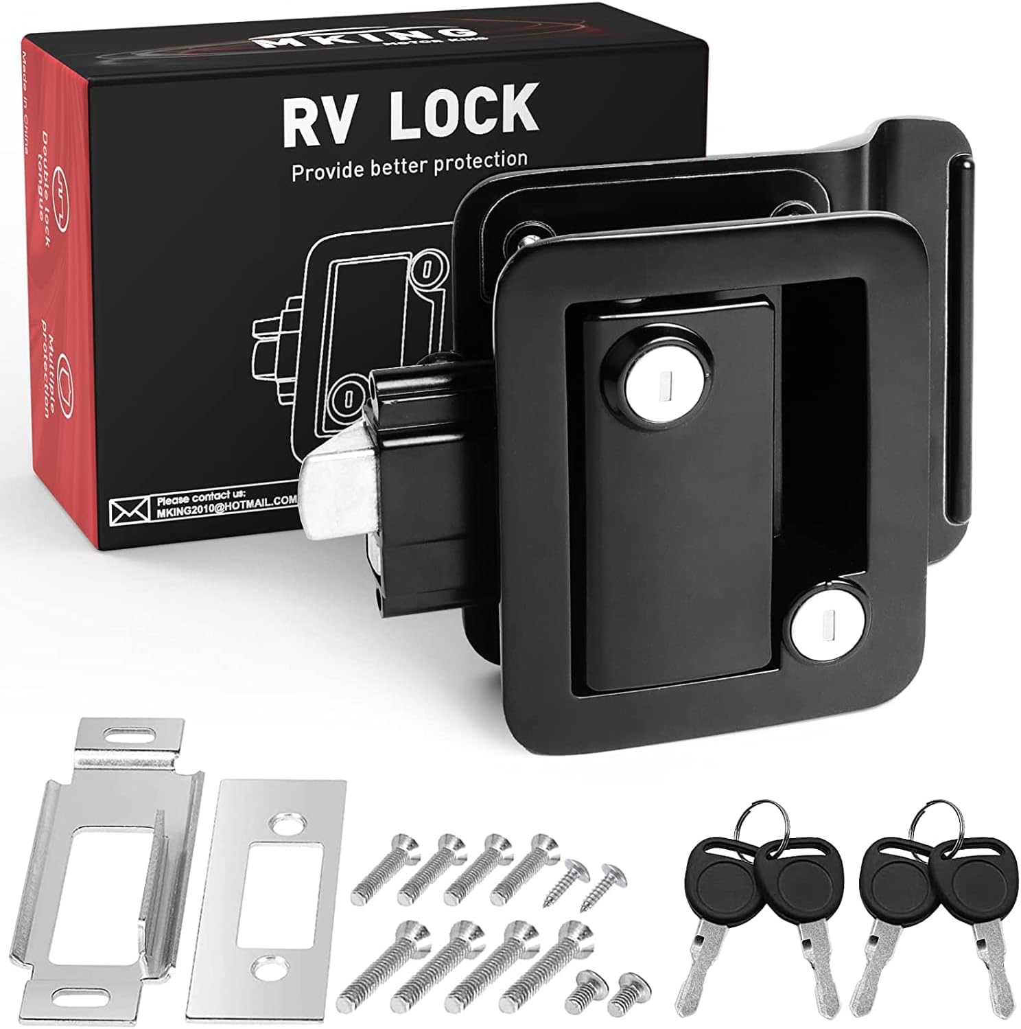RV Door Lock Keyless Entry Keypad - Replacement Camper Door Lock for 4 Unlocking Methods of Keypad Fingerprint Keys Applet-Password - Metal Zinc Alloy Door Latch for Travel Trailer of RV Accessories