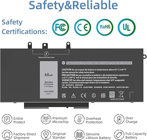 Miniatura 4 de GJKNX - Batería para Dell Latitude 5480 5490 5580 5590, compatible con Latitude 5280 5288 5290 5488 5491 5495 5591E5480 E5580 E5490 Precision 1 5