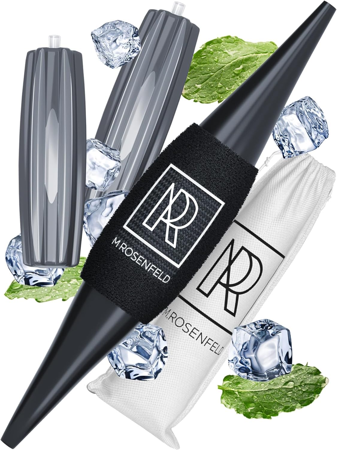 Premium Shisha Ice Hose Tips - ICE Bazooka with 2 Reinforced Cooling Packs and Soft Grip - Improved Hose Hookah Mouth Tips - Hookah Mouthpiece Accessory Set Cooling pad, Black M. ROSENFELD