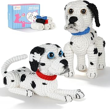 Gipony Crochet Kit for Beginners Animal,Crochet Animal Kits,Crocheting Kit for Starters,Learn to Crochet with Step-by-Step Video Tutorials,Beginner Crochet Kits Adults2 Pack Dalmatian