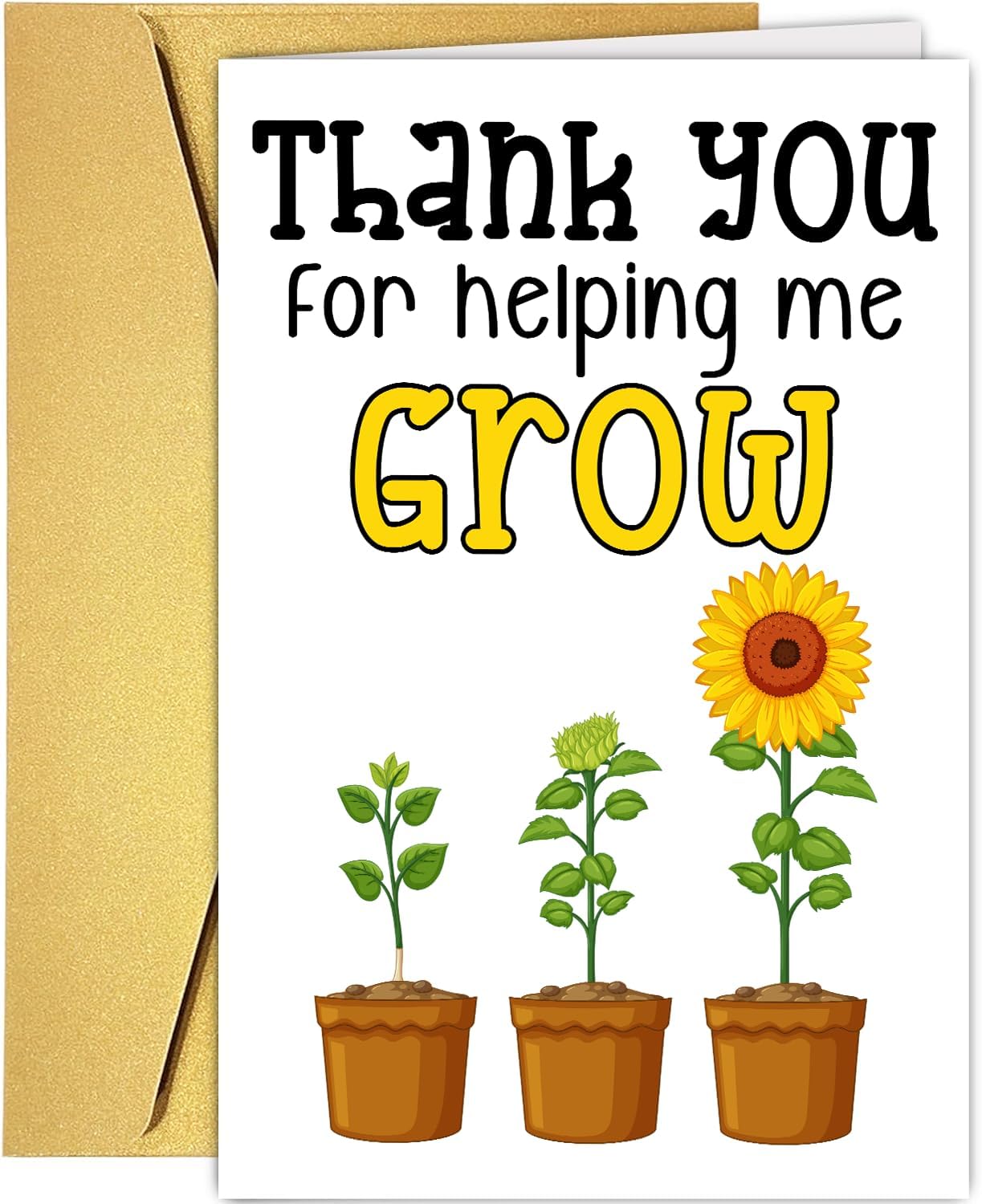 Thank You for Helping Me Grow Card, Great Thank You Card for Teachers Mom Dad, Funny Teacher Appreciation Gifts for Women Men, Nice Thank You Gift Ideas for Him Her, End of Year Card