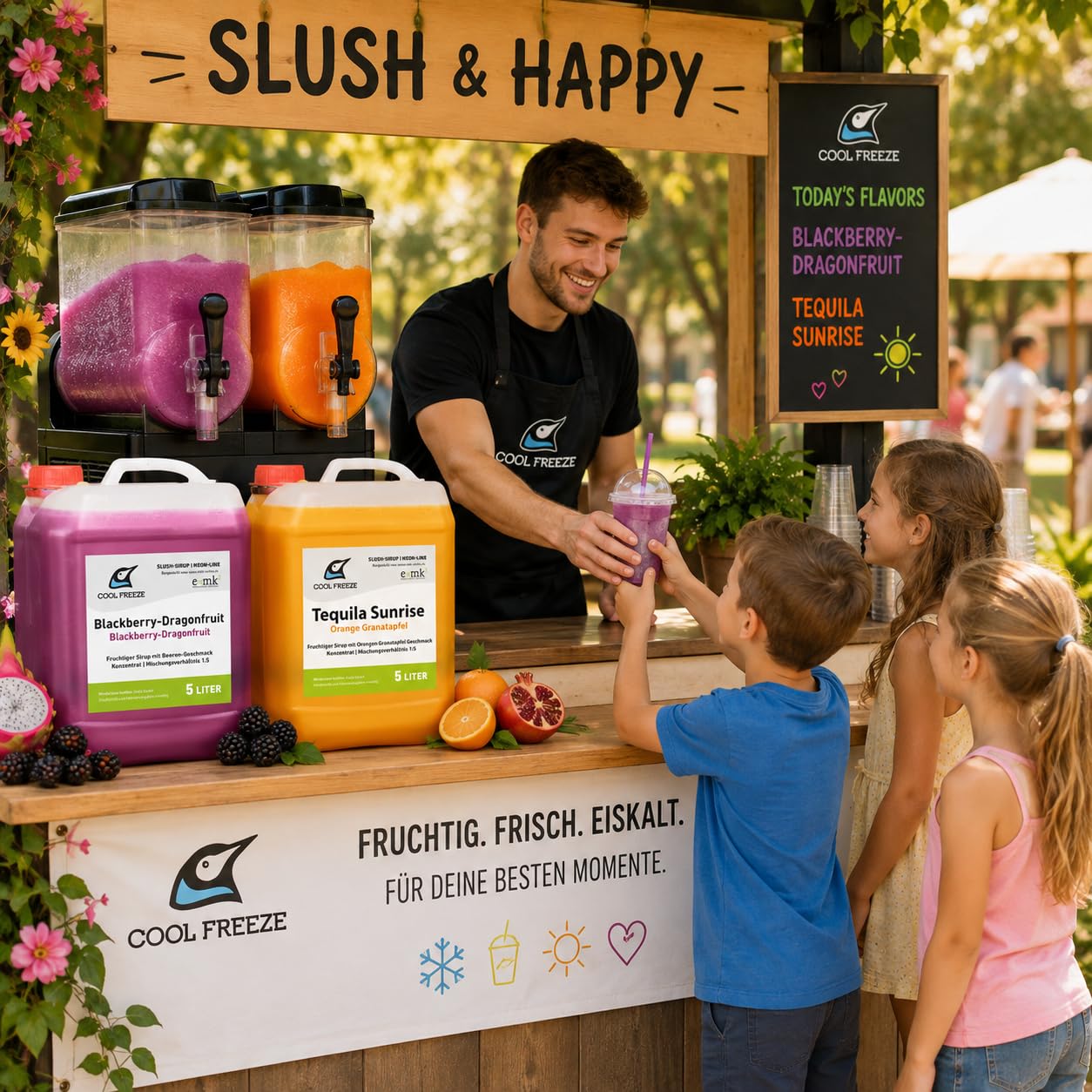2 er Set Slush Eis Sirup | Drachenfrucht und Orange+Granatapfel aus Fruchtsaftkonzentrat | glycerin- und alkoholfrei