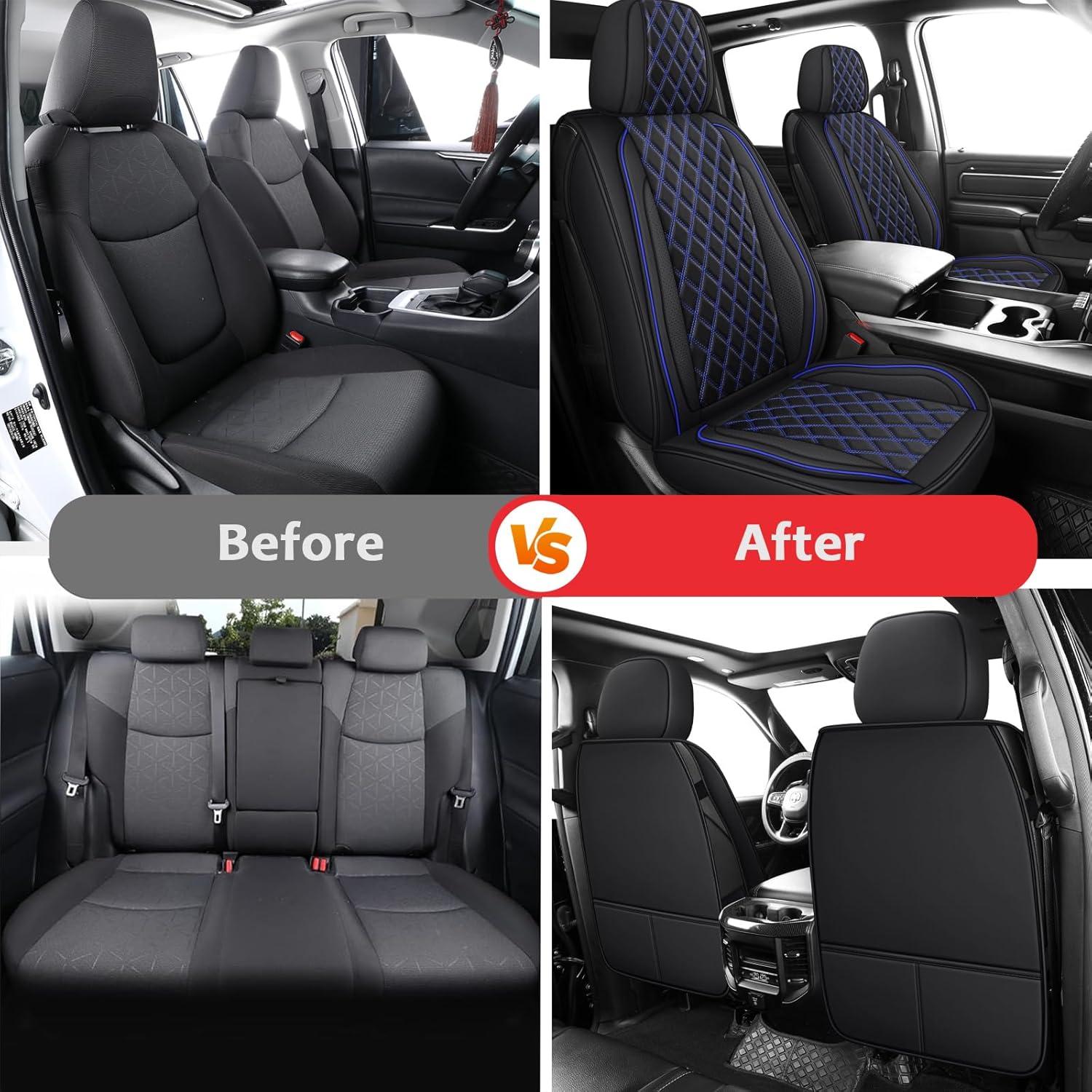 MIROZO Car Seat Covers for Chevy Silverado GMC Sierra,Truck Seat Covers Compatible with 2007-2013 and 2019-2025 Chevy Silverado GMC Sierra 1500 2500HD 3500HD Pickup Seat Covers (Blue,Full Set)