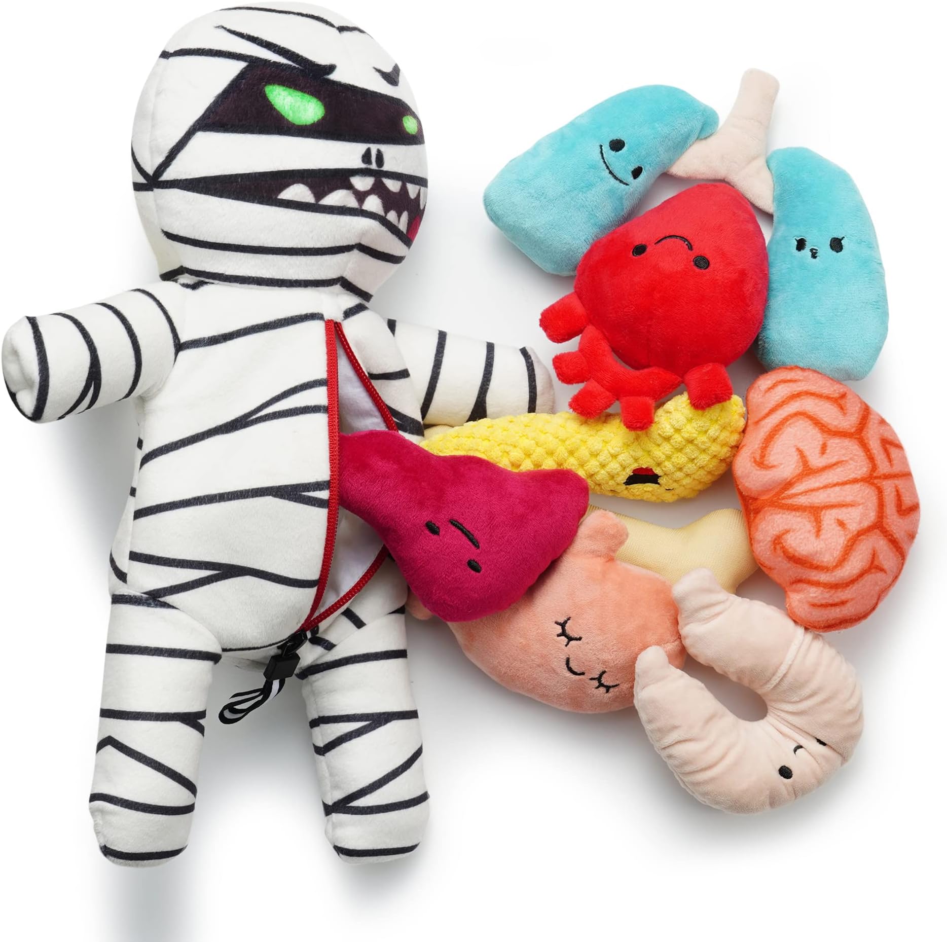 Nocciola 9 in 1 Halloween Zombie Mummy Dog Toys, Funny Plush Stuffed Squeaky Dog Chew Toys for Puppy, Small and Medium Size, Plush Stuffed Puzzle Toys for Dog Training Hide and Seek Dog Gifts