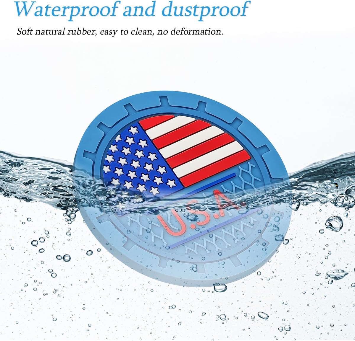 AUCELI 4PCS American Flag Car Cup Holder Coasters, Light Blue image 4