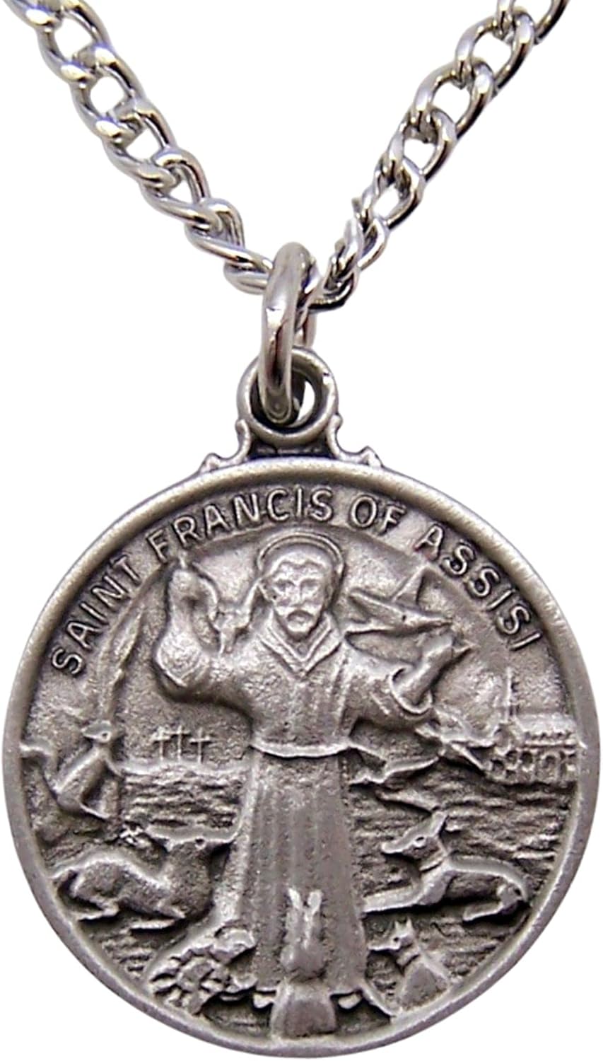 Saint Francis of Assisi Pewter Medal Pendant with Prayer Card - Image 4