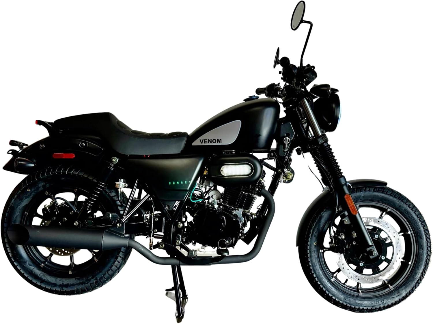 BELMONTE BIKES Venom Ghost 250cc Chopper, 5-Speed Transmission, Cruising Bike Chopper Rebel Style Cafe Racer Bike, Matte Black in Color, Two Seater Motorcycle, can Reach 75MPH Top Speed