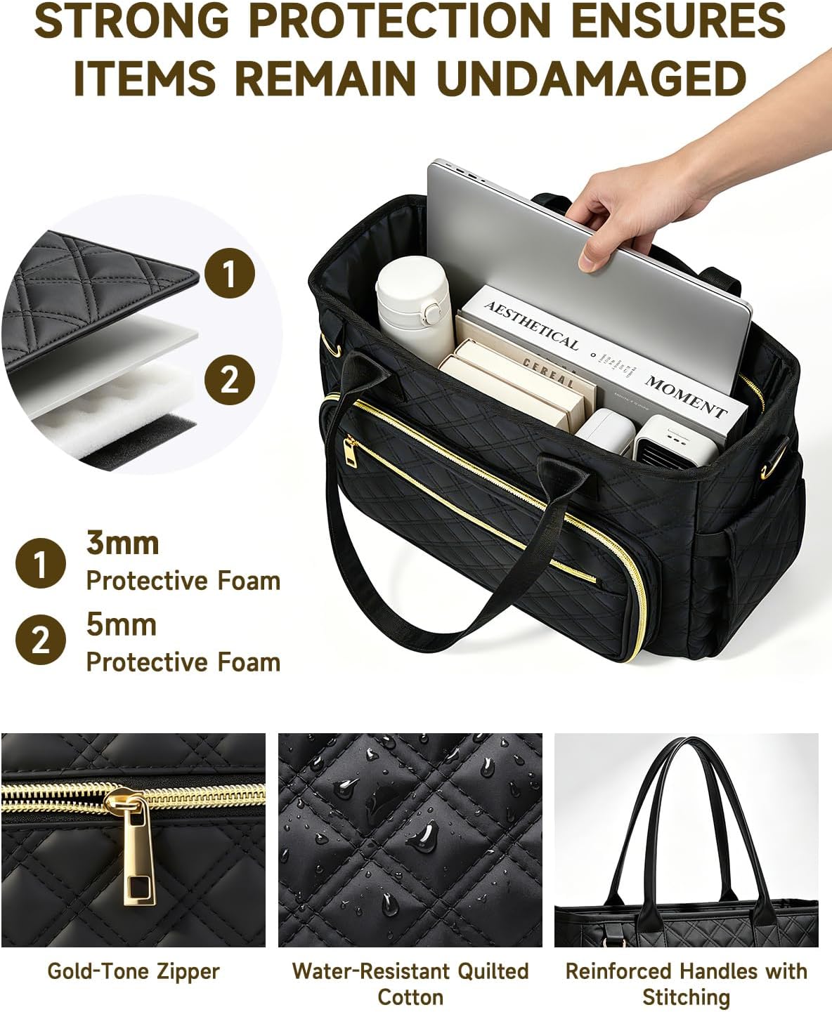 Bible Bag with Bible Cover Case for Women, Large Quilted Bible Tote Bag with Shoulder Strap