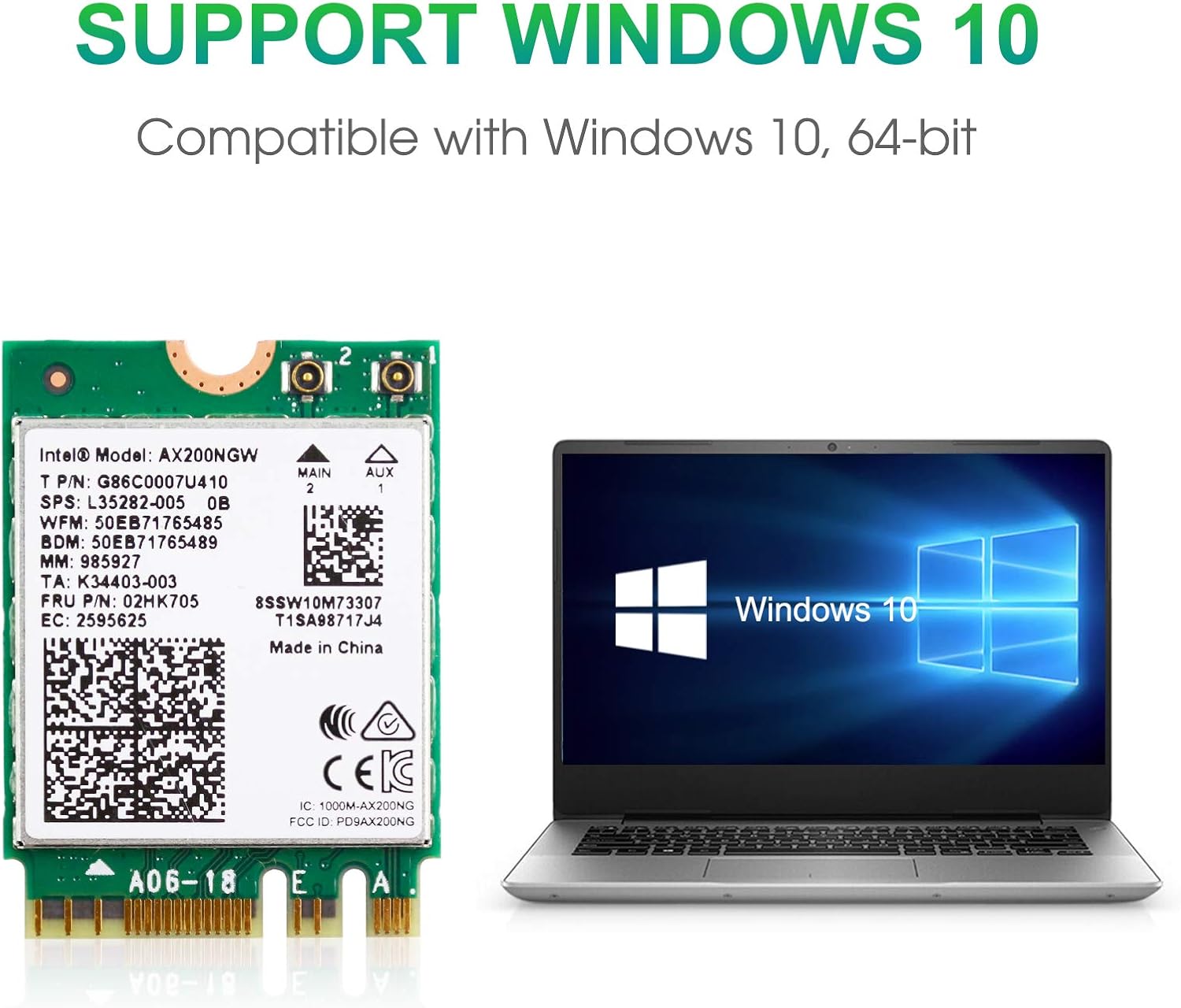 EDUP WiFi 6 AX200NGW M.2 Wireless Network Card WiFi Adapter with Bluetooth 5.0 Receiver Adapters for Notebook Laptop PC 802.11AX Dual Band 2.4GHz 574Mbps / 5GHz 2.4Gbps Support Windows 10 64bit : Electronics