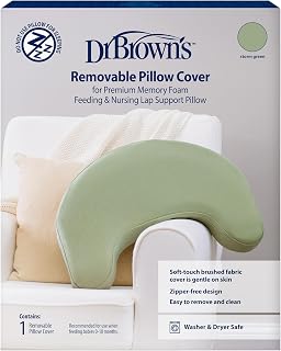 Dr. Brown's 수유 및 수유 랩 서포트 베개 커버, 부드러운 브러시드 원단, 스톰 그린