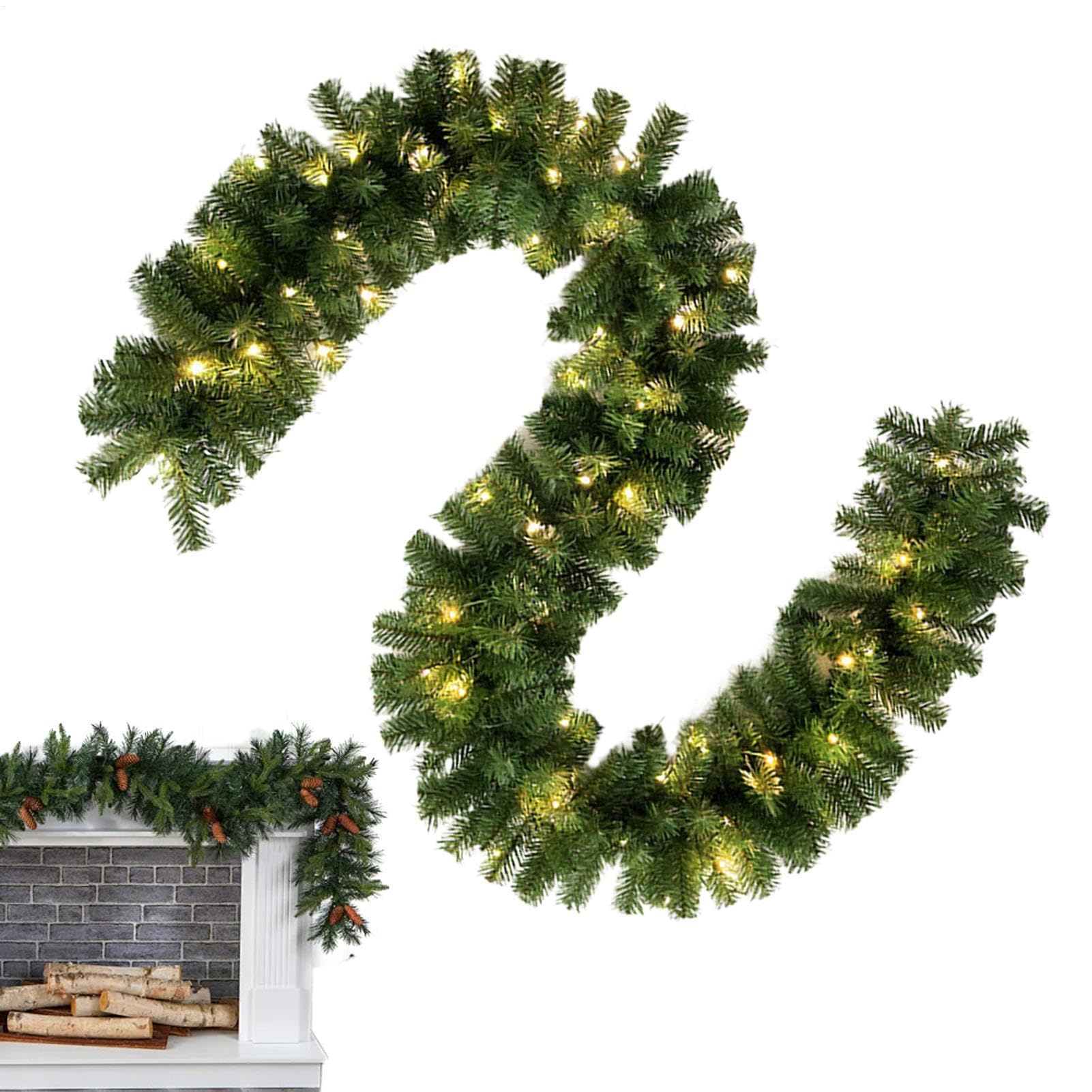 Ghirlanda natalizia con – 9,02 piedi Prelit per decorazione esterni/interni | Ghirlanda di festa illuminata per mantello, , scale, decorazione di Natale | 2,75 m Pre Illuminata Ghirlanda Natalizia Artificiale Verde Con Per Tavolo, , Mensola, Scale E Corri