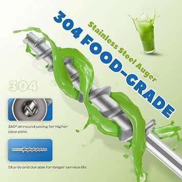 Manual Wheatgrass Juicer & Fruit Press, 304 Stainless Steel | Portable Hand-Crank Juicer Extracts Wheatgrass, Celery, Kale, Spinach, Parsley, Pomegranate, Apple & Grape - Easy to Use