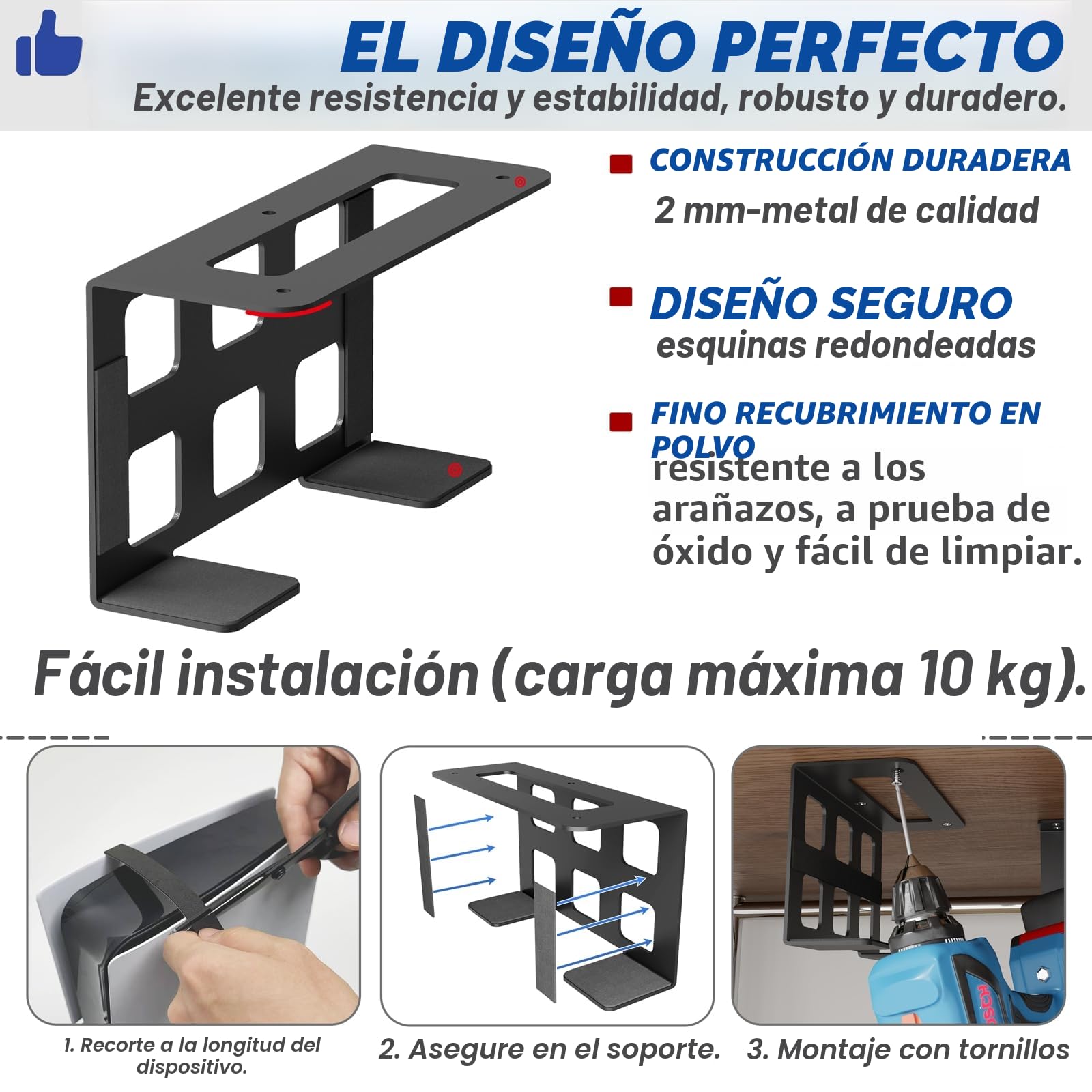 sciuU Soporte Bajo Escritorio o de Pared Compatible con PS5 Digital, Xbox S | Compatible con PlayStation 5 PS5 Slim / Pro Digital, PS4, Xbox Series S / One - Soporte para Consola de Pared / Mesa en Acero