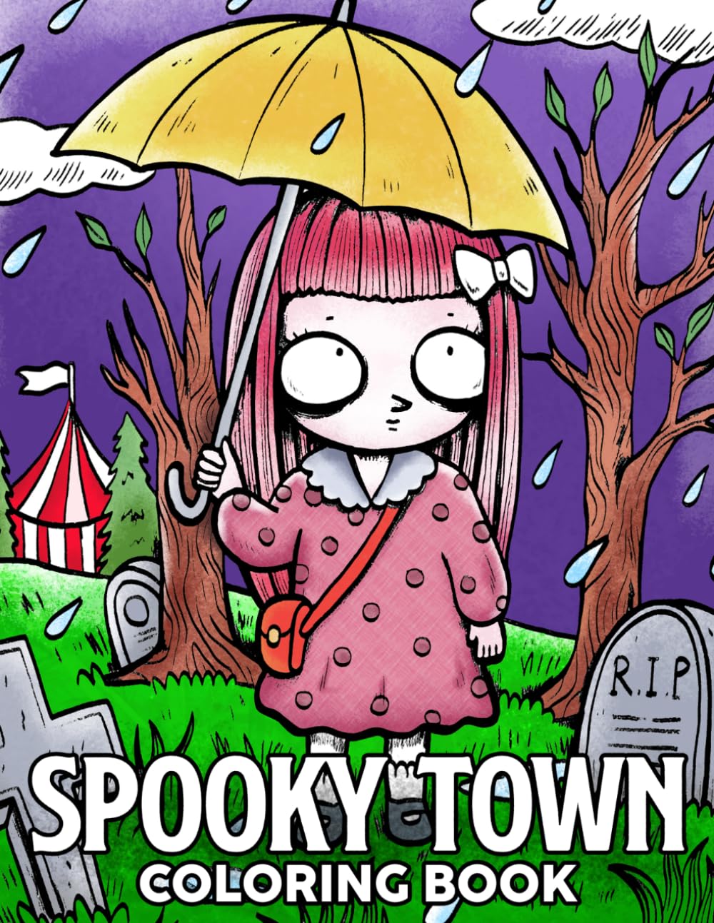 Spooky Town Coloring Book: Explore a Creepy Village Coloring Pages Featuring Creepy Streets, Curious Creatures and Haunted Landmarks for Teens and Adults to Relax and Enjoy