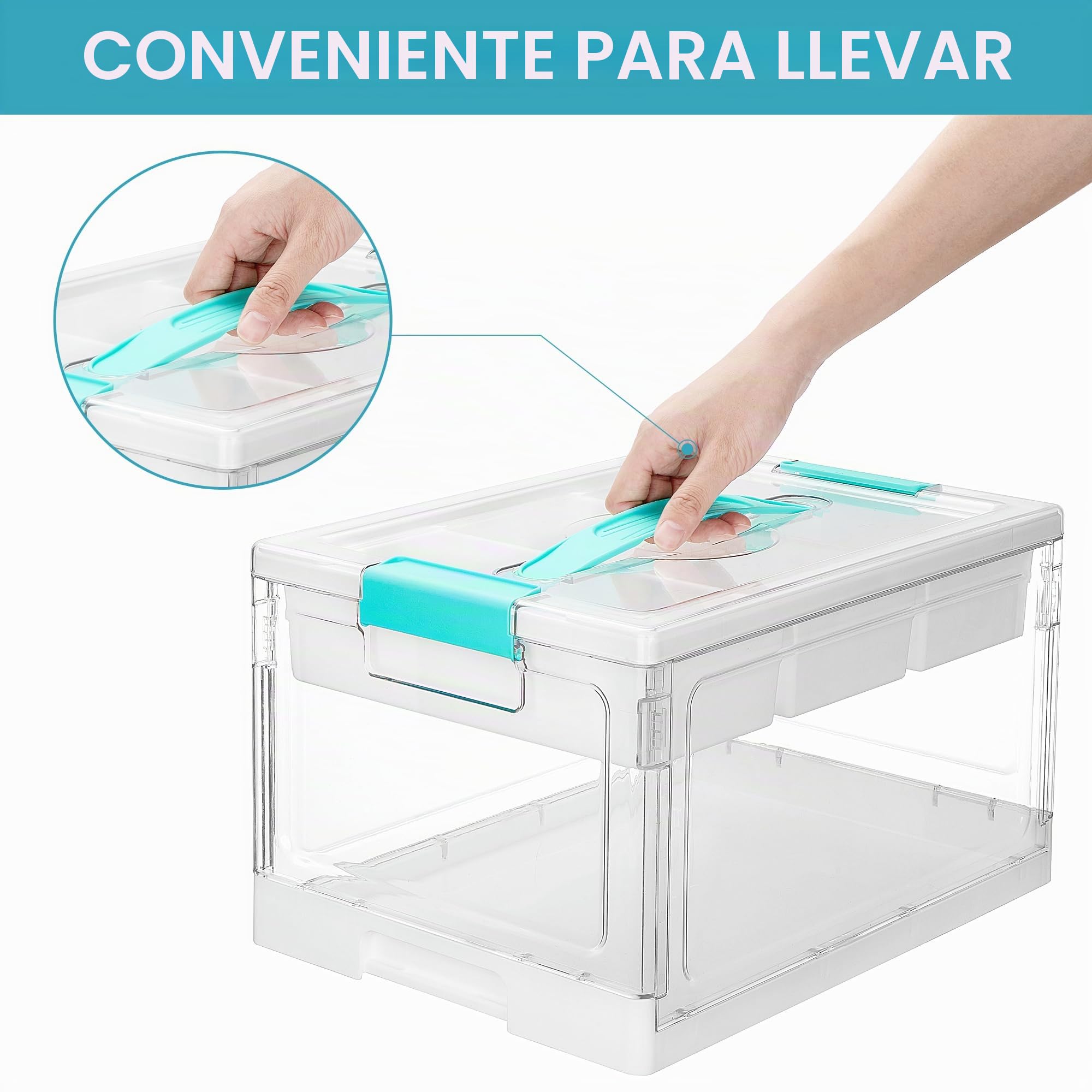 Vtopmart Organizadores de plástico transparente de 24 cuartos de galón y caja de almacenamiento con bandejas y separadores extraíbles, organizadores de suministros de arte y almacenamiento