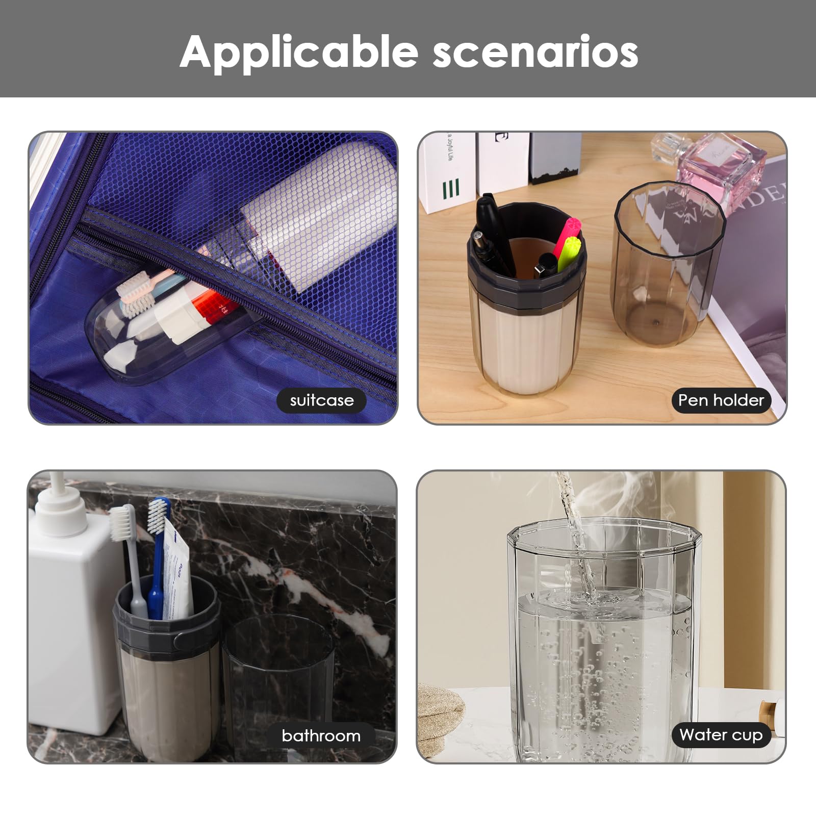 Custodia da viaggio per spazzolino da denti, portatile, da viaggio, con tazza per spazzolino da denti, 3 in 1, porta spazzolino da denti e dentifricio con coperchio, per viaggi, casa